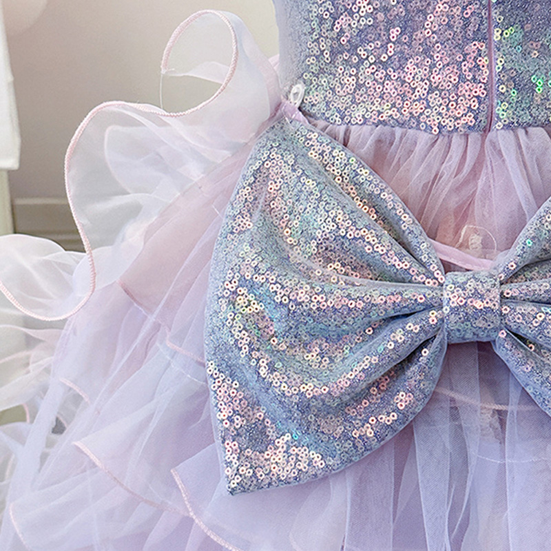 Glitter Folds Bow Sleeveless Regular Dresses - image 12