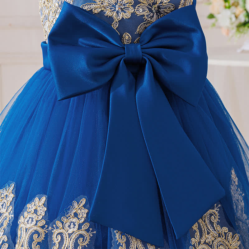 Mesh Lace Bow Long Sleeve Maxi Dresses - image 22