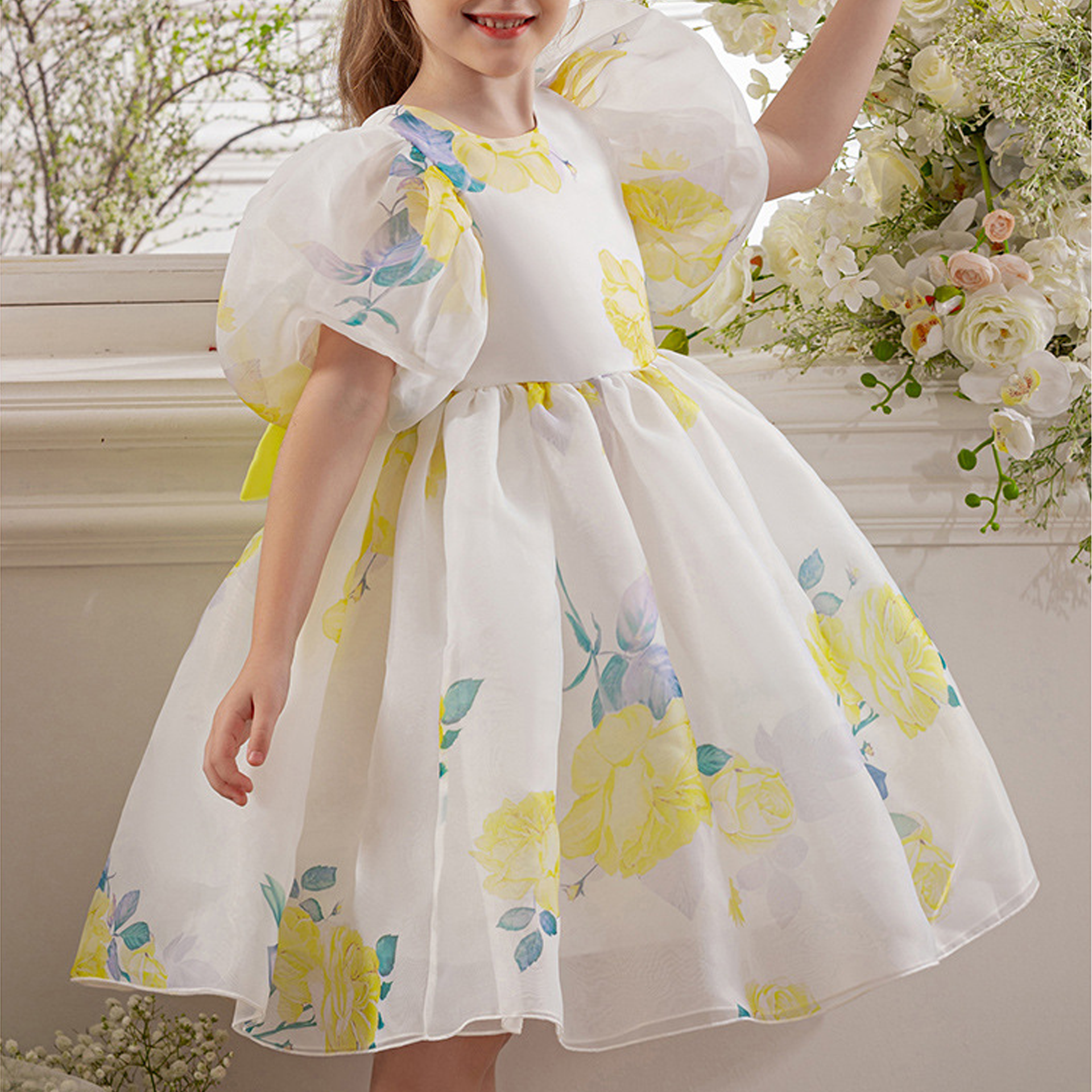 Organza Bow Short Sleeve Midi Dresses - image 18