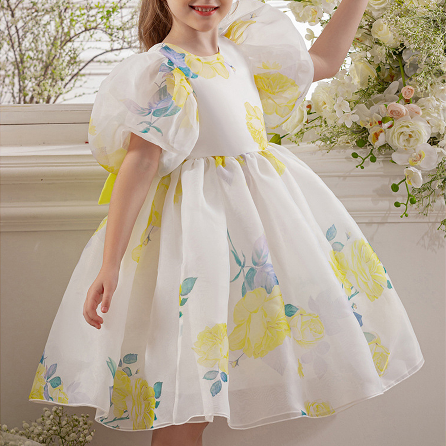 Organza Bow Short Sleeve Midi Dresses - image 18