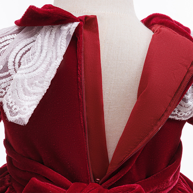 Velvet Bow Folds Short Sleeve Mid-long Dresses - image 8