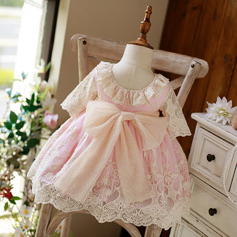 Lace Bow Half Sleeve Midi Two-piece Set - image 6