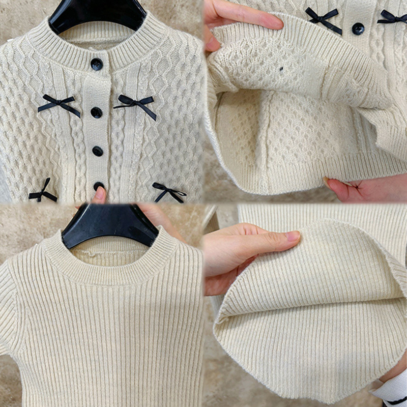 Knitting Bow Long Sleeve Regular Two-piece Set - image 13