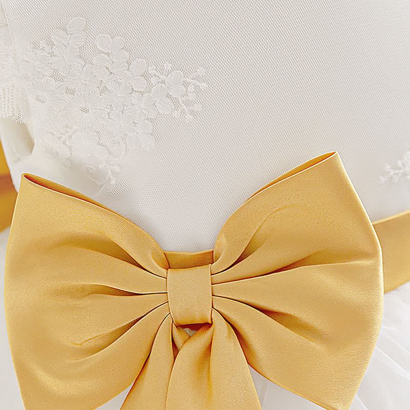 Embroidery Mesh Bow Short Sleeve Shorts Dresses - image 10