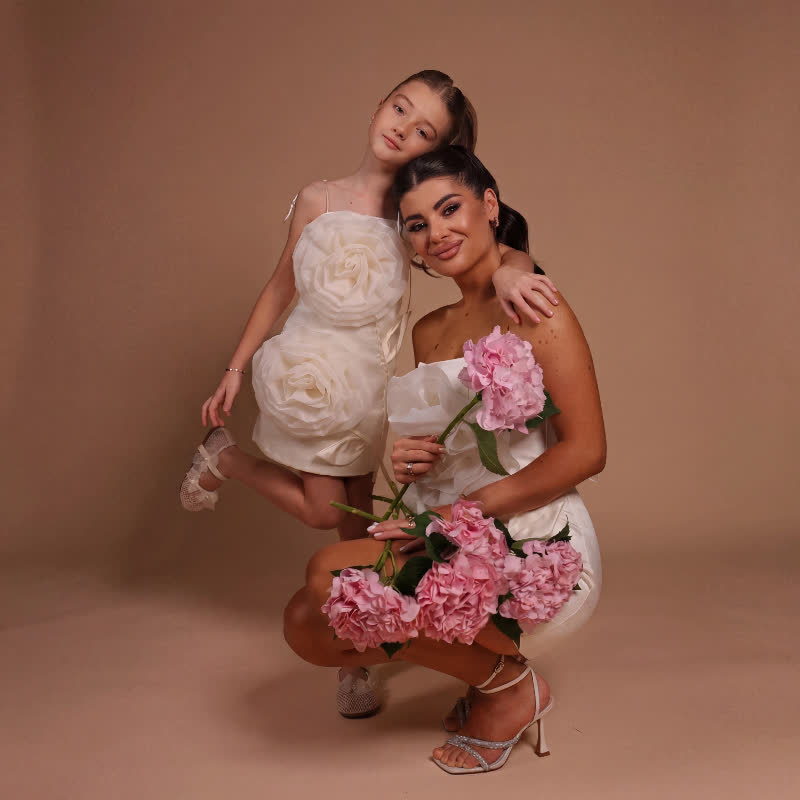 Women Satin Rosette Sleeveless Short Dresses - image 6