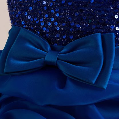 Sequins & Organza Bow Rosette Sleeveless Mid-long Dresses - image 14