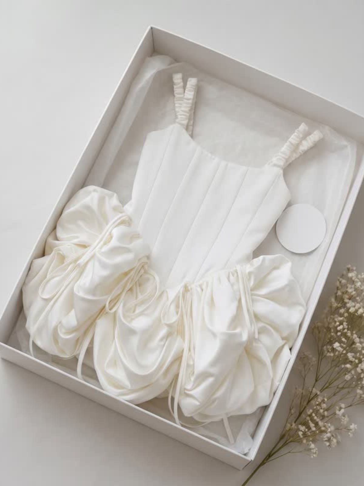 Satin Drawstring Sleeveless Short Dresses - image 3