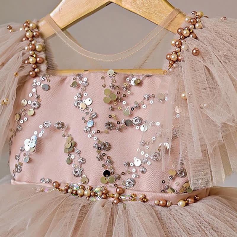 Mesh Tiered Ruffled Short Sleeves Midi Dresses - image 5