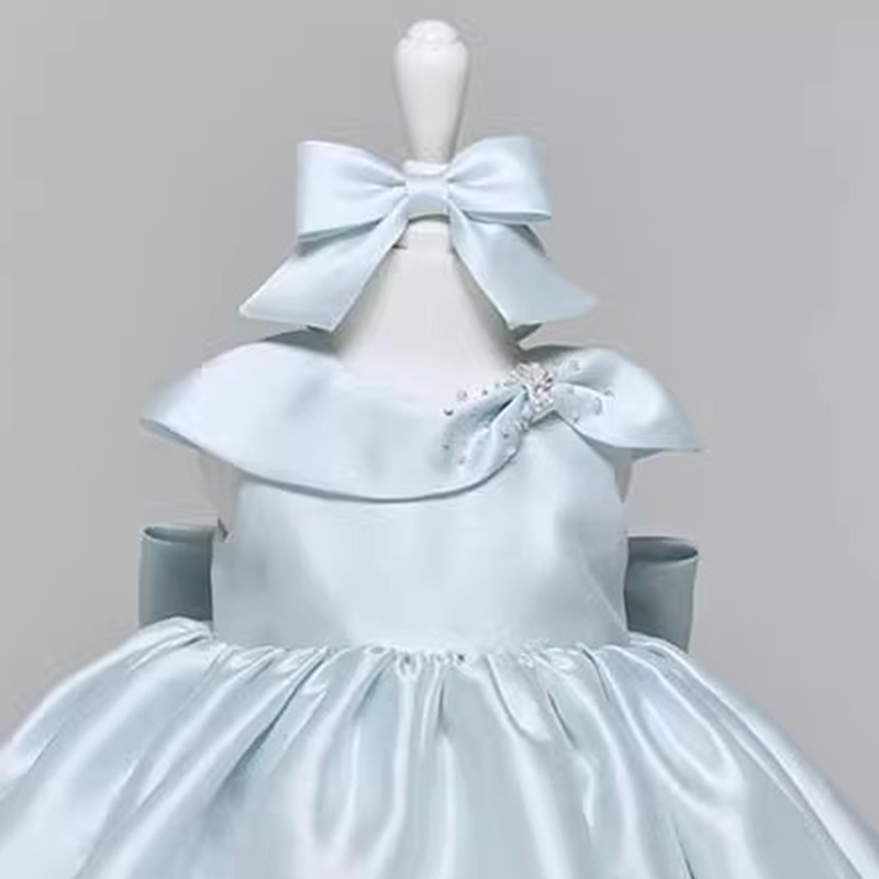 Satin Imitation Pearls Bow Sleeveless Midi Dresses - image 5