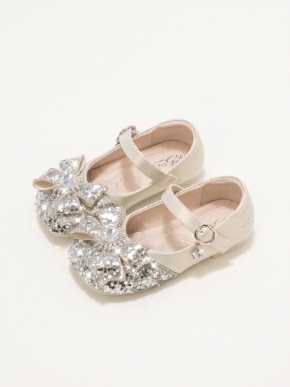 Solid Bow Rhinestones Round Toe Flats  - image 9