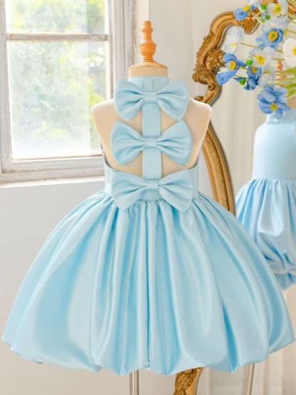 Satin Bow Backless Sleeveless Short Dresses - image 14