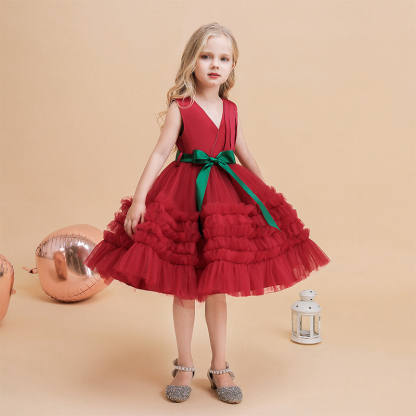 Mesh Bow Folds Sleeveless Mid-long Dresses - image 25