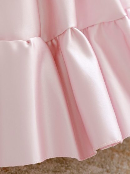 Chemical Fiber Blend Bow Sleeveless Short Dresses - image 8