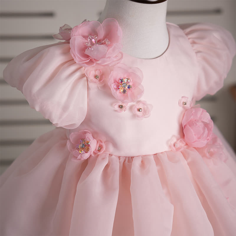 Organza Rosette Short Sleeve Mid-long Dresses - image 5