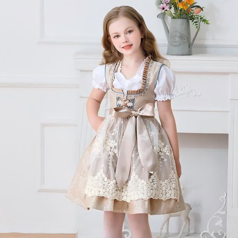 Chemical Fiber Blend Drawcord Short Sleeve Midi Top With Dress & Apron - image 4