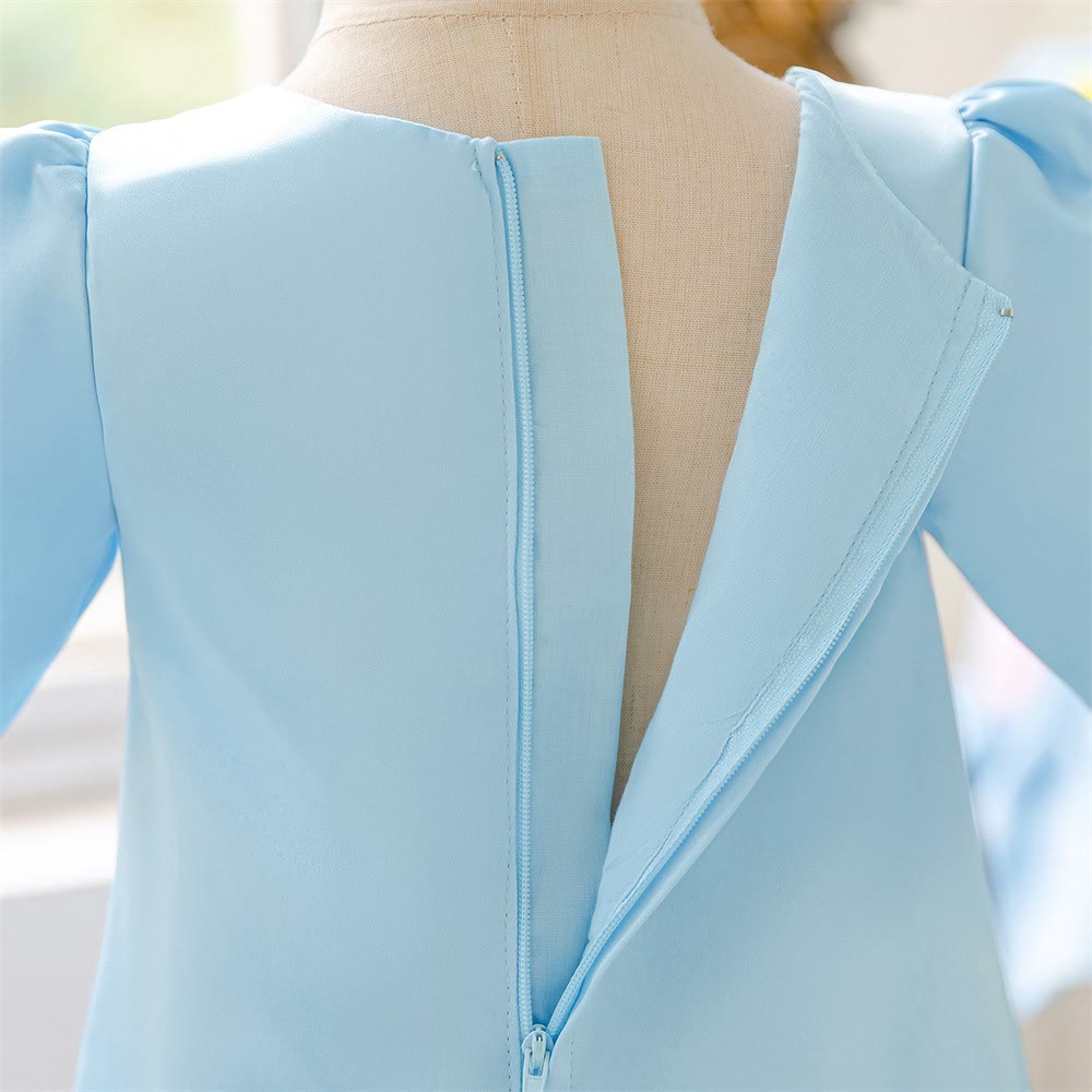 Satin Applique Short Sleeve Midi Dresses - image 15