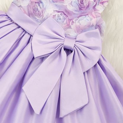 [Archive Sale] Satin & Mesh Bow Sleeveless Mid-long Dresses - image 5