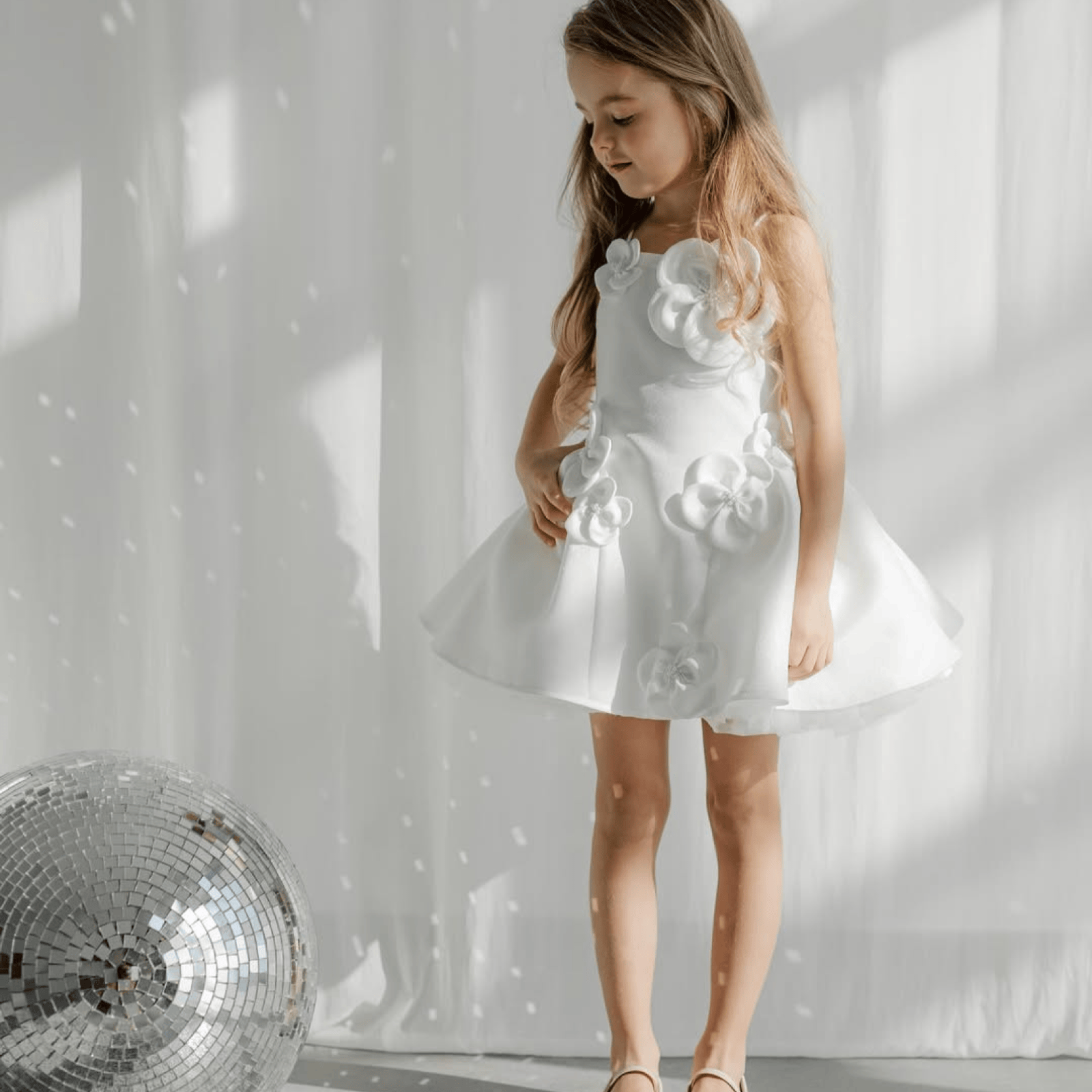 Satin Rosette Sleeveless Short Dresses - image 7