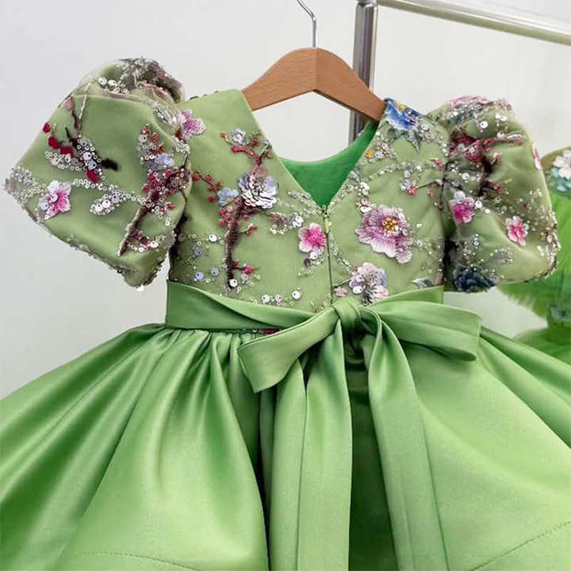 Satin Rosette Short Sleeve Mid-long Dresses - image 8
