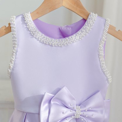 Satin Bow Sleeveless Midi Dresses - image 25