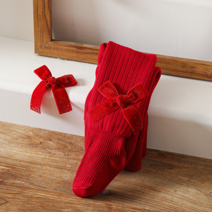 Solid With Bow Lace Thermal Leggings - Sequin Bow - 6-8Y - image 10