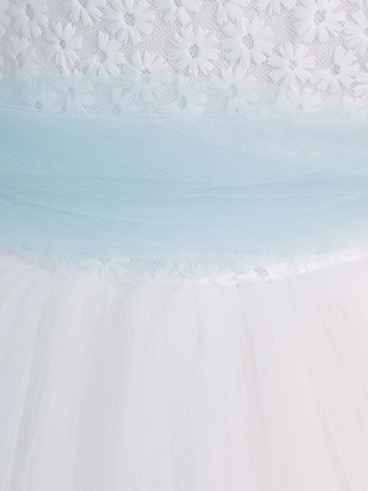 Mesh Bow Short Sleeve Short Dresses - image 6
