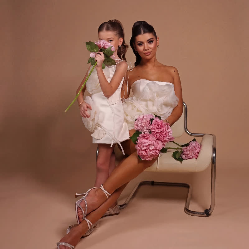 Women Satin Rosette Sleeveless Short Dresses - image 7