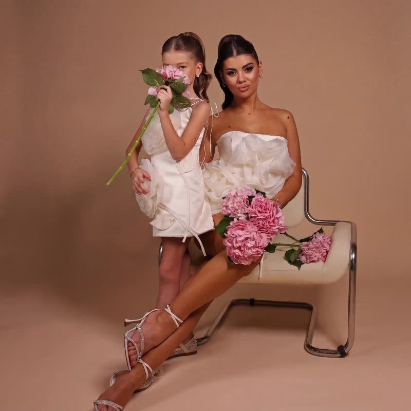 Women Satin Rosette Sleeveless Short Dresses - image 7