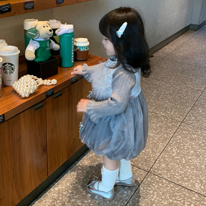 [Archive Sale] Mesh Bow Feather-trimmed Sleeveless Midi Dresses - image 8