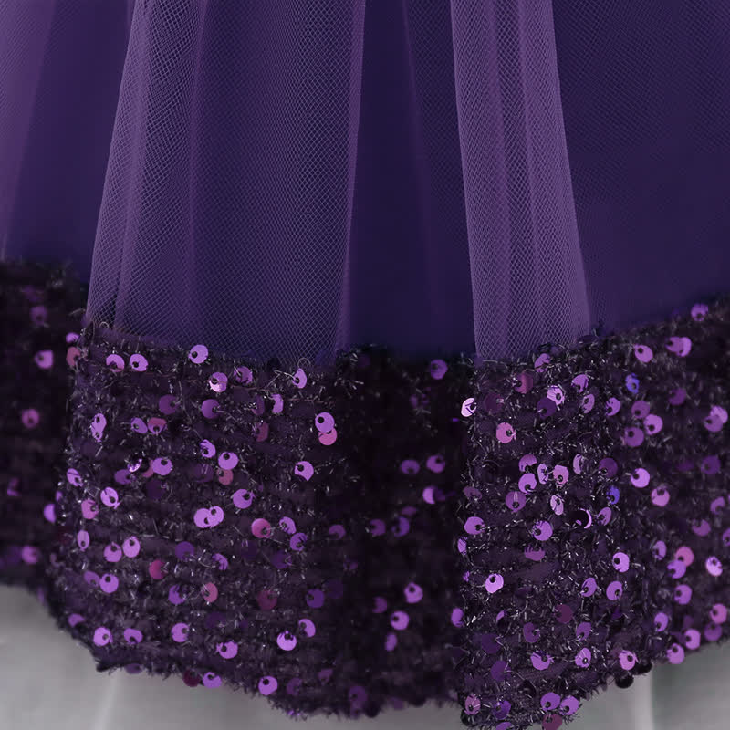 Sequins & Mesh Bow Sequins Short Sleeve Mid-long Dresses - image 72