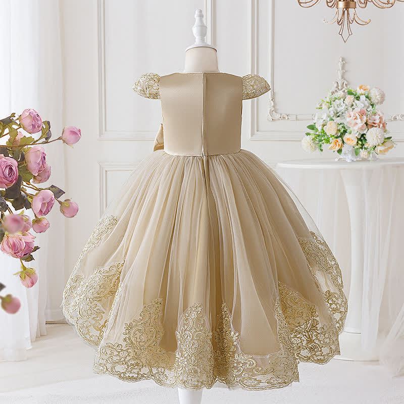 Mesh Lace Bow Long Sleeve Maxi Dresses - image 11