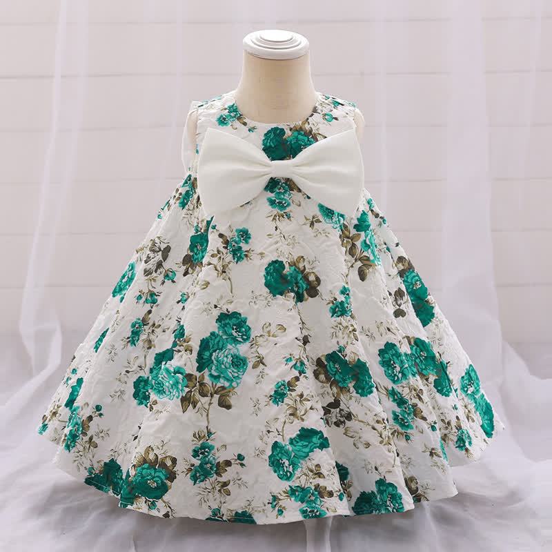 Chemical Fiber Blend Bow Sleeveless Short Dresses - Dark Green - 1-2Y - image 17