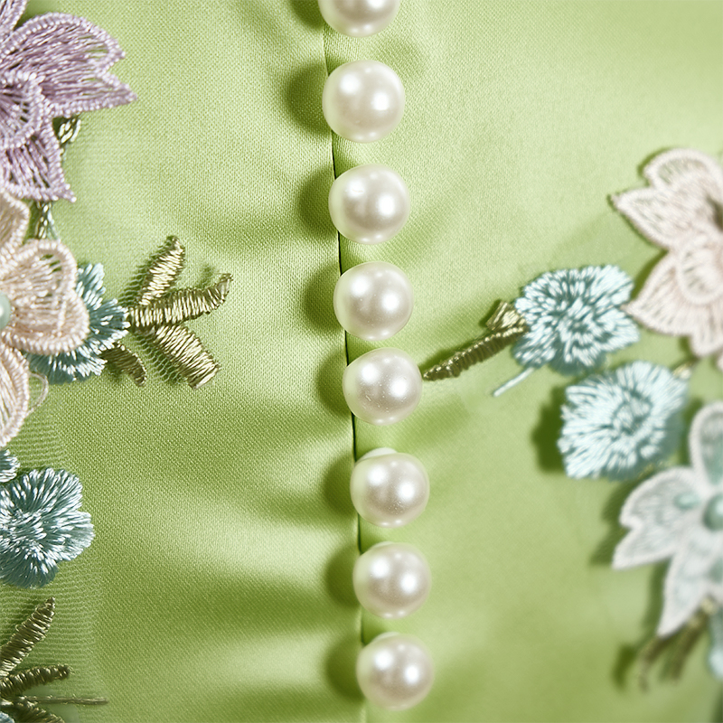 Mesh Rosette Folds Short Sleeves Mid-long Dresses - image 11
