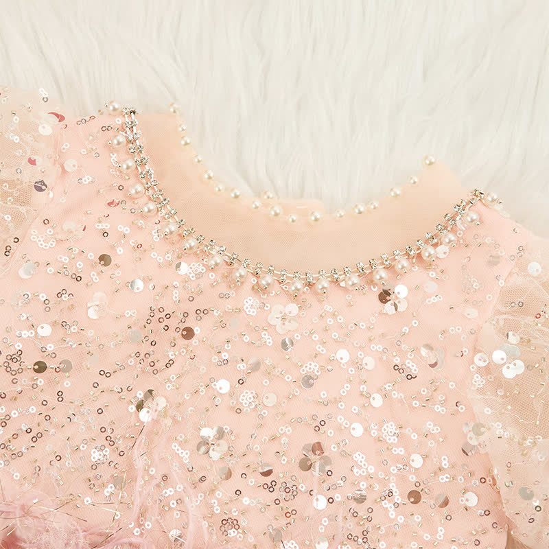 Beaded Tassel Puff Sleeve Mid-long Dresses - image 6