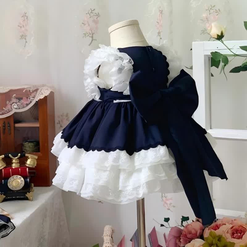 Cotton & Lace Lace Edge  Lace Cap Sleeve Short Dresses - image 4