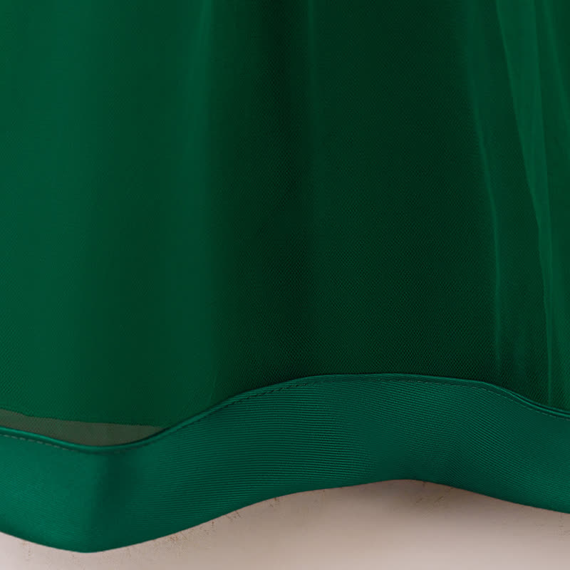 Satin & Mesh Bow Pearl Floral-embroidered Sleeveless Maxi Dresses - image 7