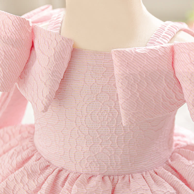 Jacquard Bow Short Sleeve Maxi Dresses - image 4