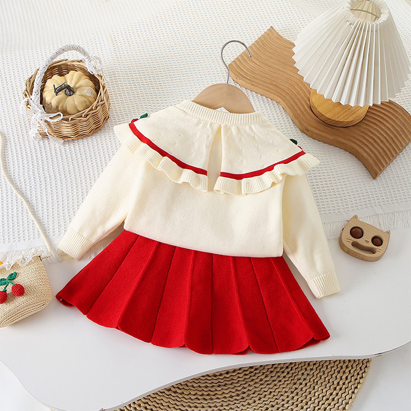 Yarn/wool Yarn Bow Embellished Long Sleeve Regular Two-piece Set - image 10