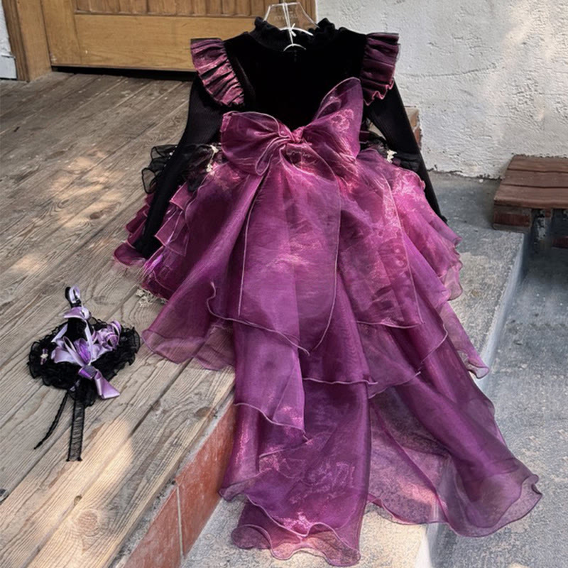 [Archive Sale] Velvet Split Joint Long Sleeve Midi Dresses - image 4