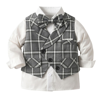 Cotton Bow Long Sleeve Regular 3-piece Formal Suit - image 4