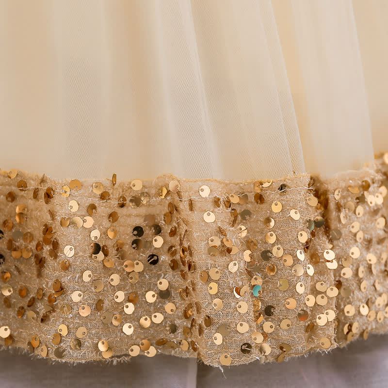 Sequins & Mesh Bow Sequins Short Sleeve Mid-long Dresses - image 39