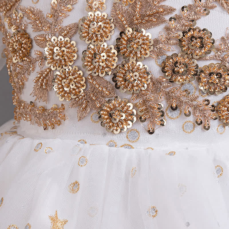 Mesh Irregular Craftsmanship Short Sleeve Long Dresses - image 8