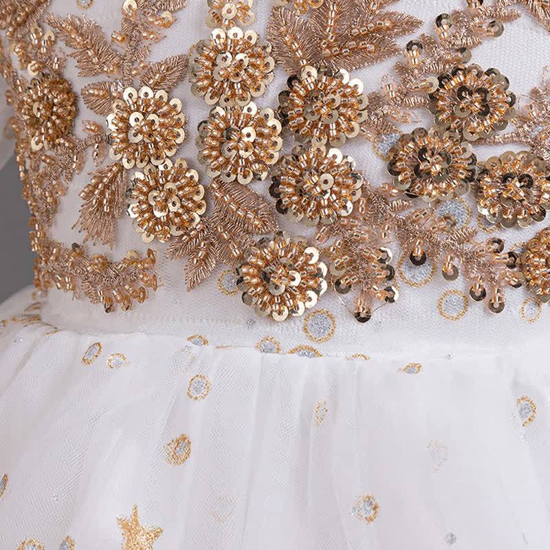 Mesh Irregular Craftsmanship Short Sleeve Long Dresses - image 8