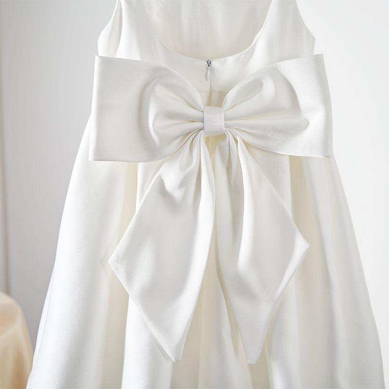 Satin Bow Sleeveless Mid-long Dresses - image 7