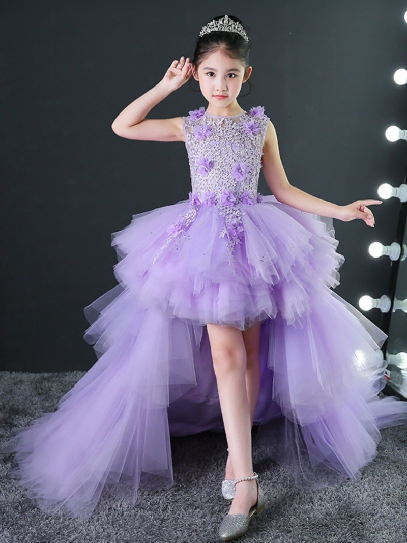 Mesh Rosette Sleeveless Midi Dresses - Light Purple - 160cm - image 12