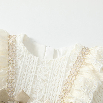 [Archive Sale] Nylon Folds Lace Edge Bow Long Sleeve Regular Bodysuit - image 8