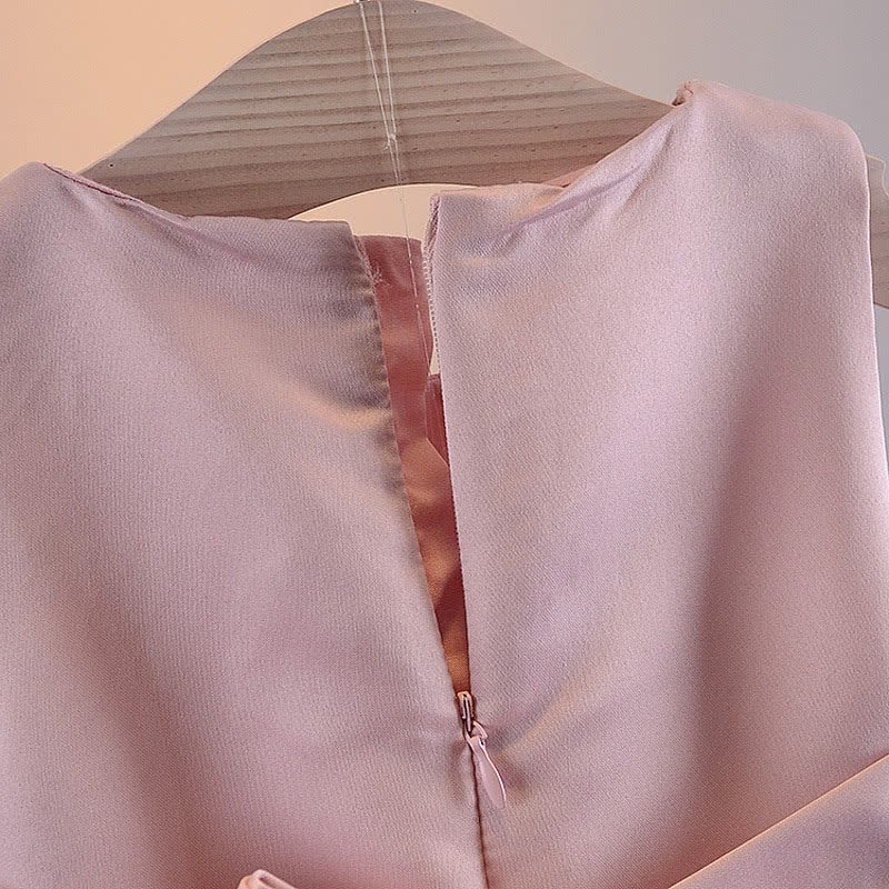 Silk Fabrics Rosette Sleeveless Short Dresses - image 11