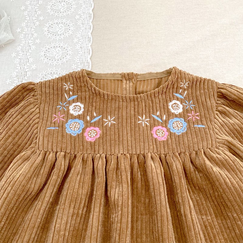 [Archive Sale] Corduroy Ditsy Floral Long Sleeve Mid-long Dresses&Bodysuit - image 3