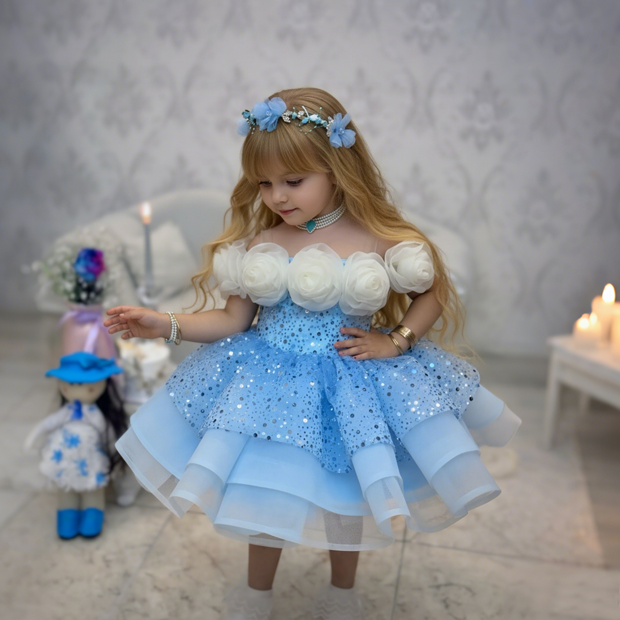 Glitter Rosette Sequins Sleeveless Midi Dresses - image 7