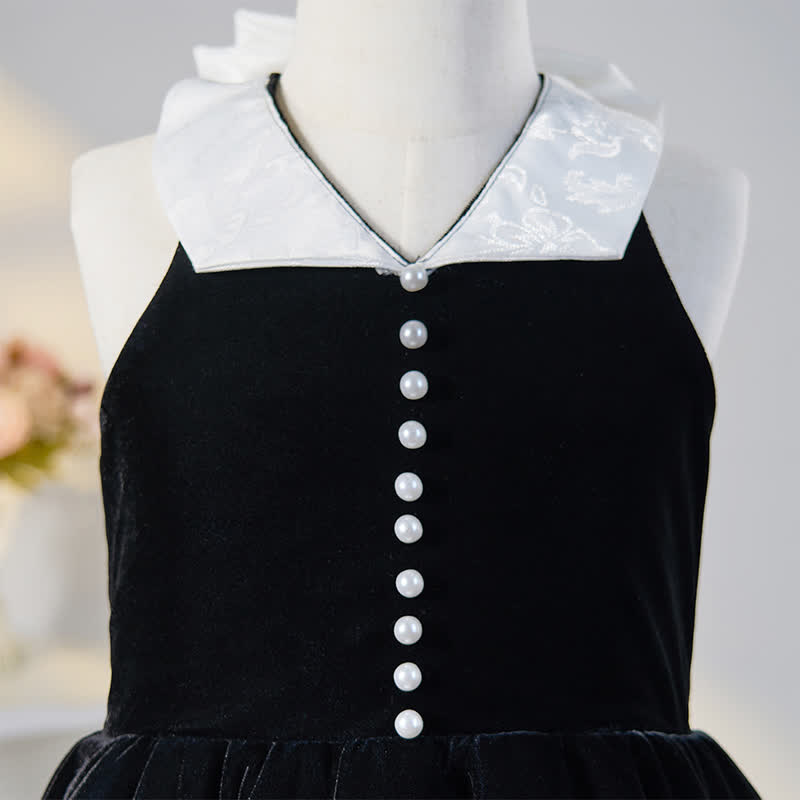 [Archive Sale] Velvet Folds Bow Sleeveless Mid-long Dresses - image 3